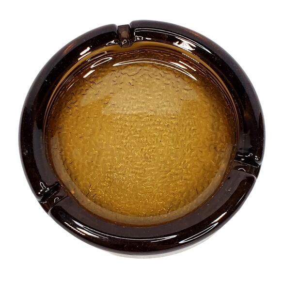 MCM Art Deco Boho Smoked Glass Smoke Grey Pebble Textured Bottom 3 Slot Vtg - Picture 2 of 6